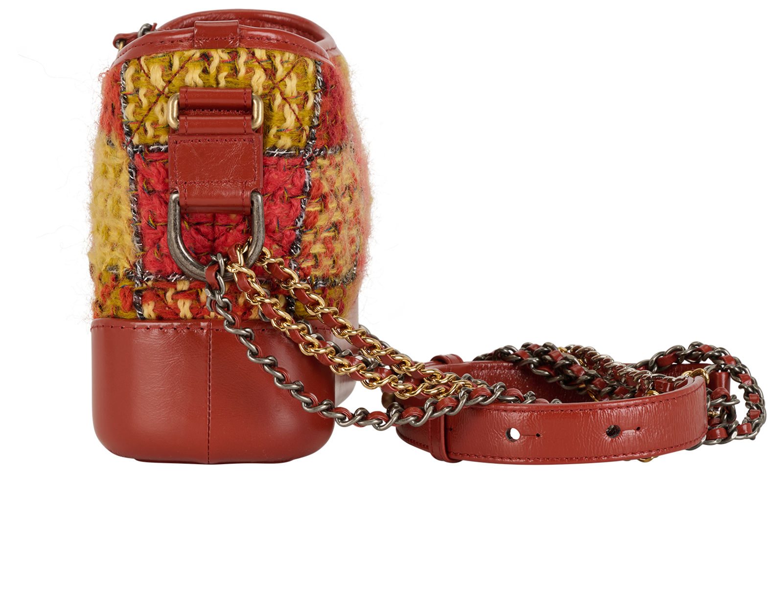 Gabrielle Small, &pound;1,500, Handbags, Orange/Red/Yellow, Leather/Tweed, Bottom view